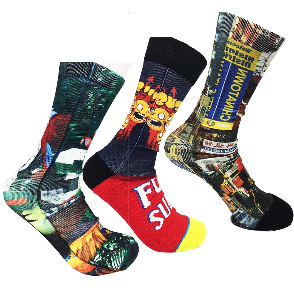 男式運(yùn)動(dòng)壓力襪印花襪中襪NF18077