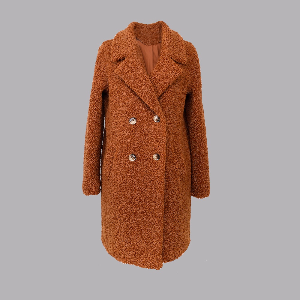 人造毛翻領(lǐng)長(zhǎng)款外套