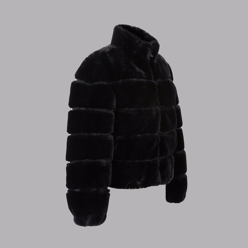 人造毛隔豬皮立領(lǐng)夾克