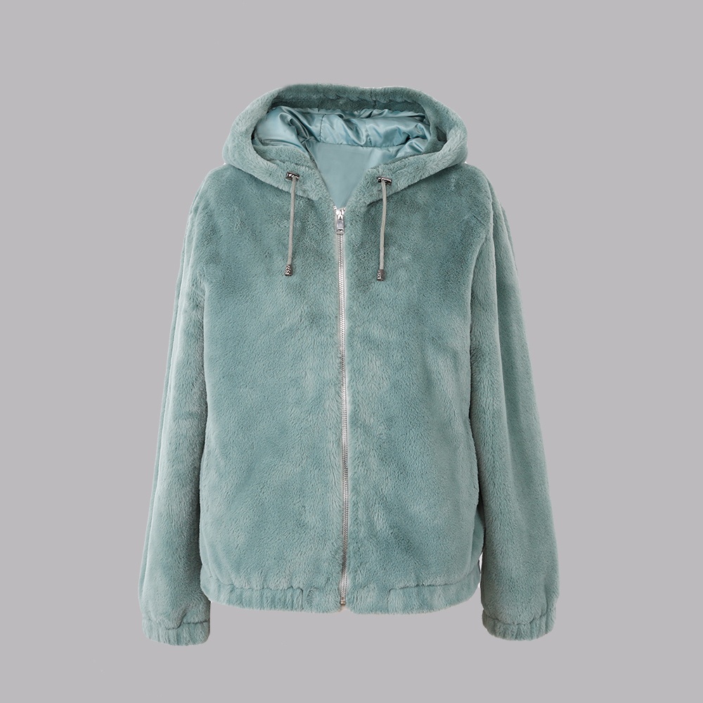 人造毛帶帽上衣