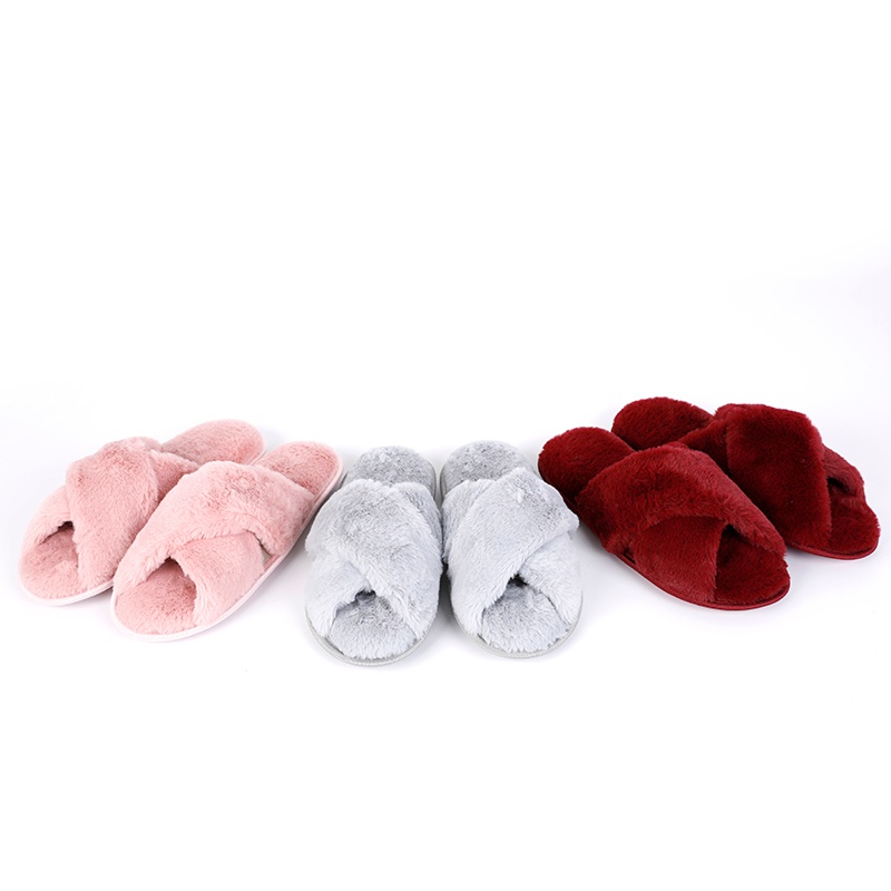 女士人造毛通頭拖鞋