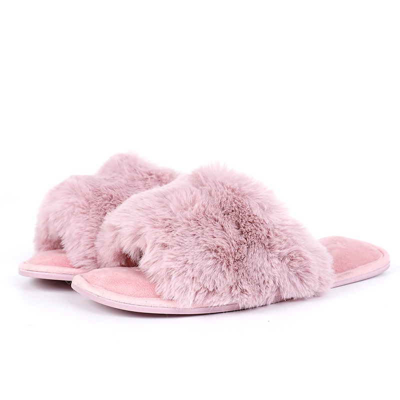 女士人造毛紡織材料通頭拖鞋