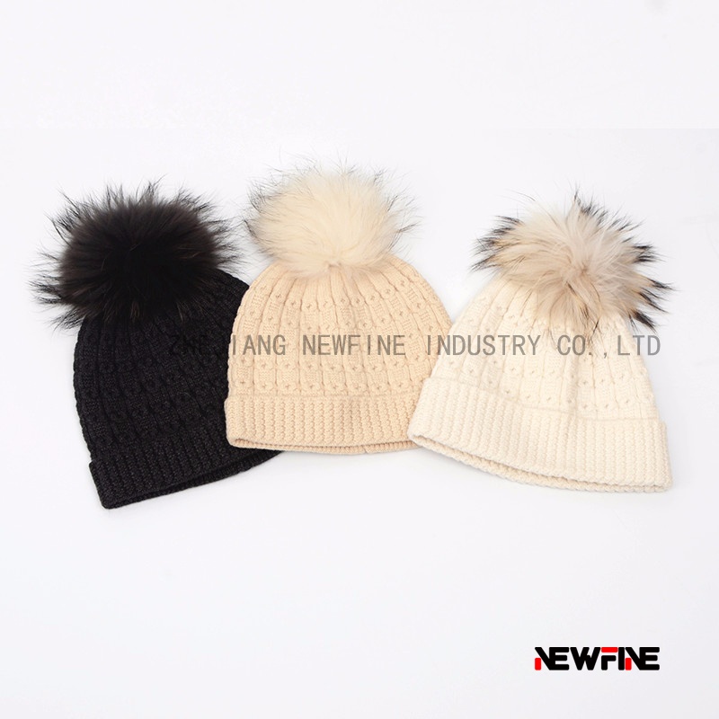時尚保暖日常男女針織毛球帽子
