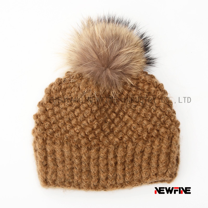 時(shí)尚保暖日常男女針織毛球帽子