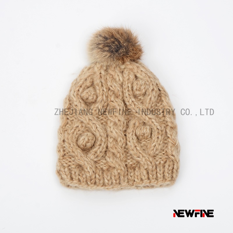 時(shí)尚保暖日常男女針織毛球帽子
